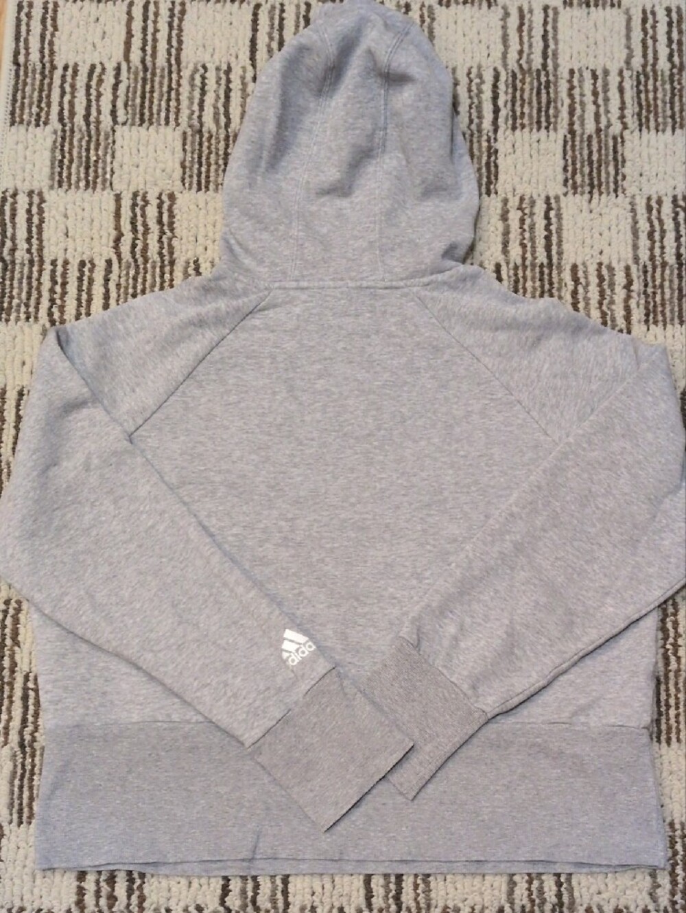 adidas Grey Cropped Pullover Hoodie with White Logo - Picture 6 of 9